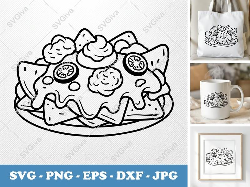Nachos SVG | Puffy, Soft Shapes | Foodie Cut File for Cricut, Silhouette | PNG, DXF, EPS Vector