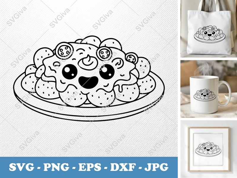 Nachos with Smiling Face SVG PNG DXF EPS | Food Cut File Cricut Silhouette Vector Kitchen