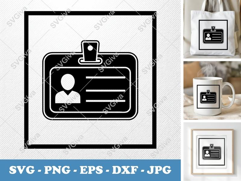 Name Tag classic svg icon | ID Badge, Employee Card | SVG, PNG, EPS, DXF | Cricut, Silhouette Cut File