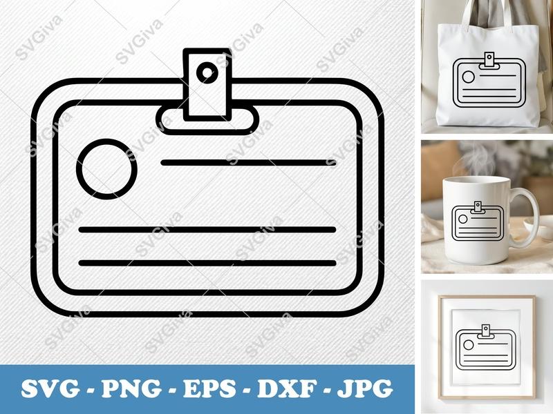 Name Tag classic svg icon | ID Card Badge Holder, Work Pass, Double Outline | SVG PNG EPS DXF for Cricut Silhouette