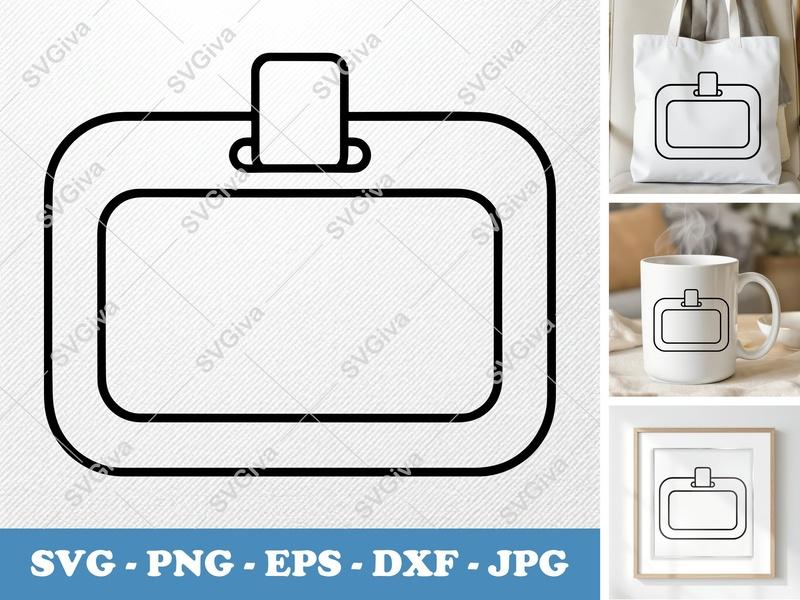Name Tag SVG, Blank ID Card Holder, Employee Badge Clip, Modern Design | PNG EPS DXF for Cricut, Silhouette