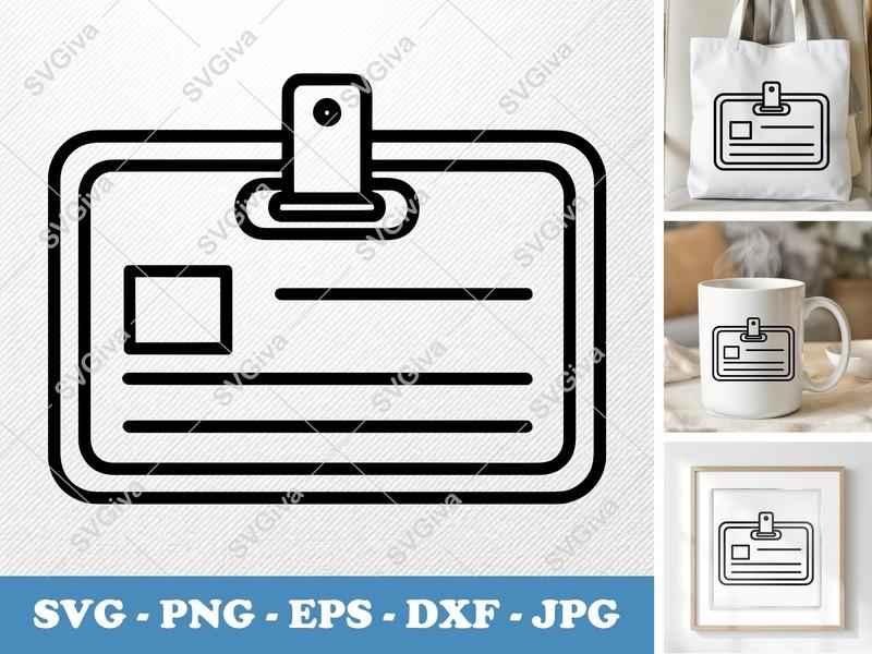 Name Tag SVG, ID Badge Clip Art, Clean Modern Design | PNG EPS DXF for Cricut, Silhouette, Vector Clipart