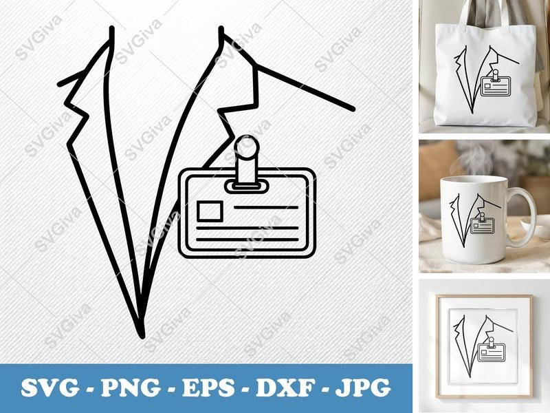 Name Tag SVG, ID Badge Clip Art, Professional Work Icon, PNG EPS DXF for Cricut & Silhouette, Business Logo Design