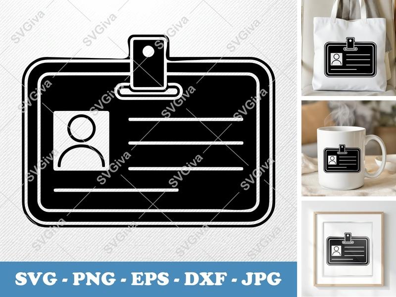 Name Tag SVG | ID Badge Holder, Employee Card Design | PNG EPS DXF for Cricut, Silhouette, Vector Cut File