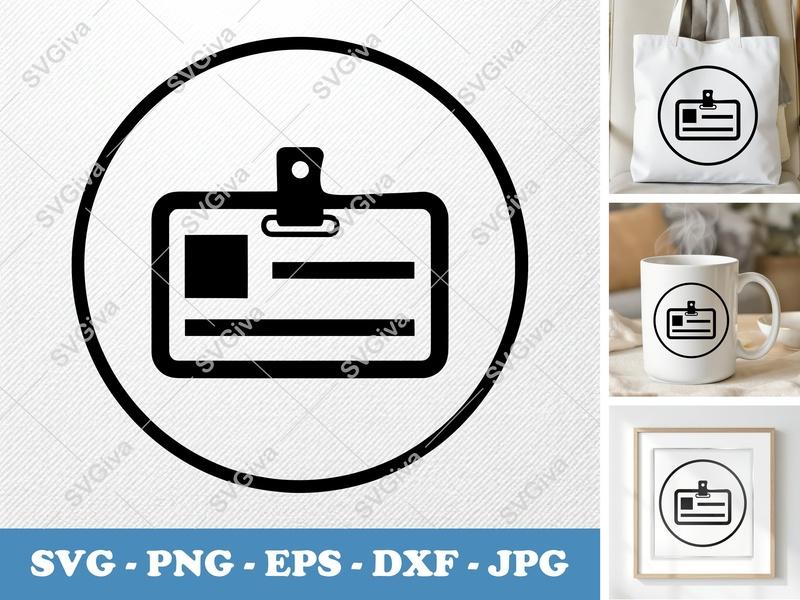 Name Tag SVG | ID Card Badge Icon | Modern Clean Design | PNG EPS DXF | Cricut Silhouette File
