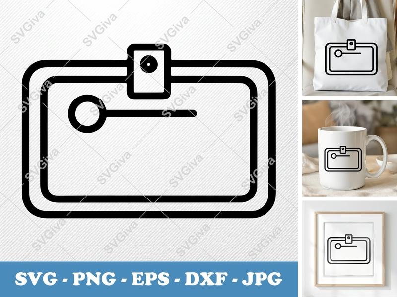 Name Tag SVG, Modern Badge Holder Clip Design | PNG EPS DXF | Cricut Silhouette File, ID Card Vector
