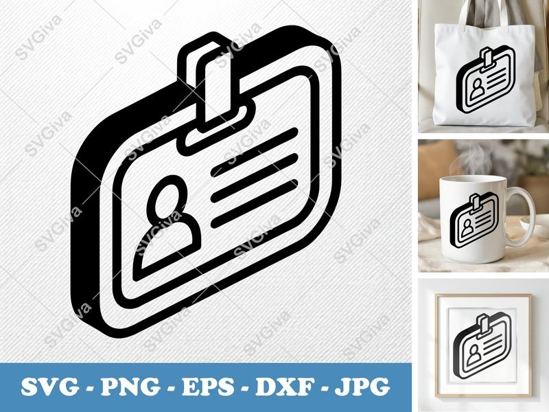 Name Tag SVG, Modern ID Badge Cut File, Employee Pass PNG EPS DXF | Cricut & Silhouette Compatible Vector Art