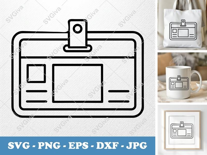 Name Tag SVG | Modern ID Badge Cut File | PNG EPS DXF | Cricut Silhouette Vector Clipart