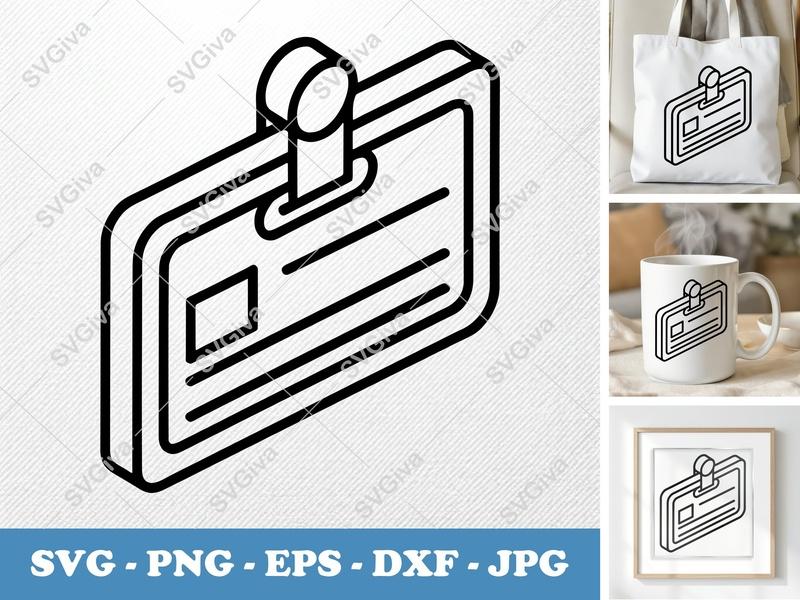 Name Tag SVG | Modern ID Badge Design | PNG, EPS, DXF | Cricut, Silhouette Cut File | Employee Badge Vector