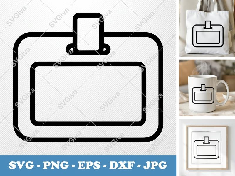 Name Tag SVG, Modern ID Badge Holder PNG EPS DXF | Cricut & Silhouette Cut File, Business Employee Icon