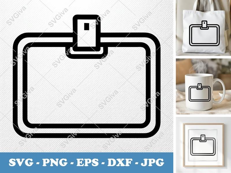 Name Tag SVG | Modern ID Badge Holder, Rounded Rectangle | PNG EPS DXF | Cricut Silhouette Cut File