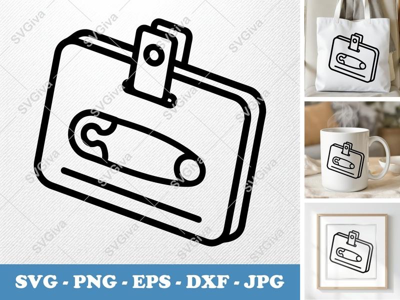 Name Tag SVG | Modern ID Badge, Safety Pin | PNG EPS DXF | Cricut, Silhouette Cut File