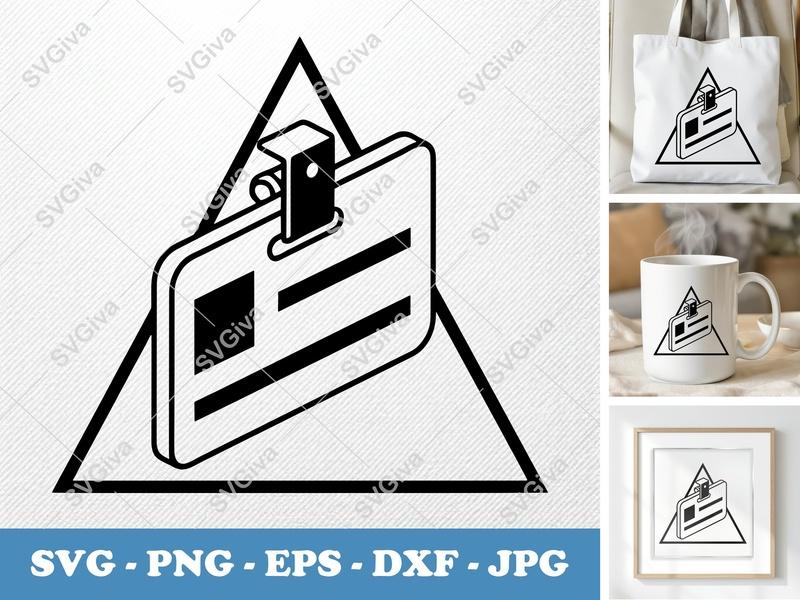 Name Tag SVG | Modern ID Card Design | Badge Holder Clip | PNG EPS DXF for Cricut & Silhouette