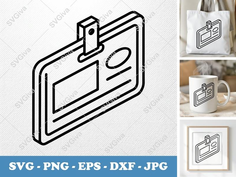 Name Tag SVG | Modern ID Card Design, Badge Holder Cut File | PNG EPS DXF for Cricut, Silhouette, Vector Clipart