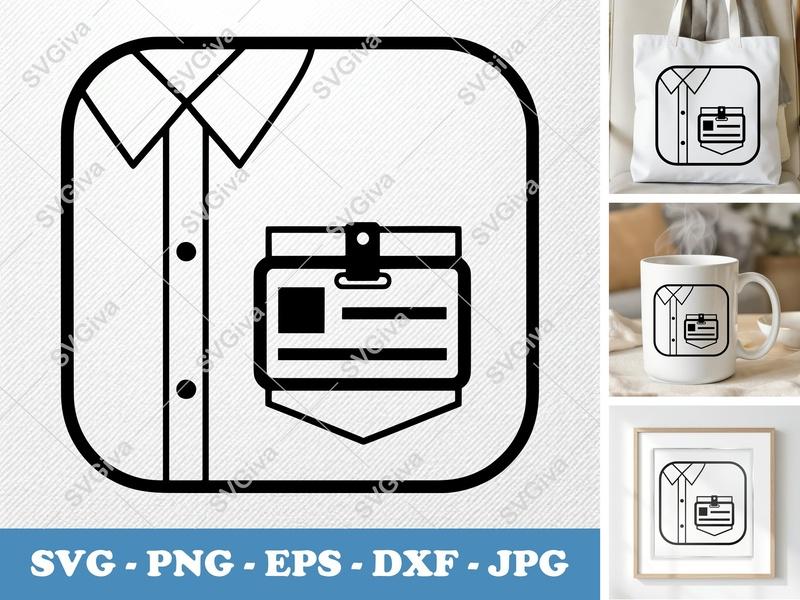 Name Tag SVG | Shirt Pocket ID Badge | Modern Clean Design | PNG EPS DXF | Cricut Silhouette File