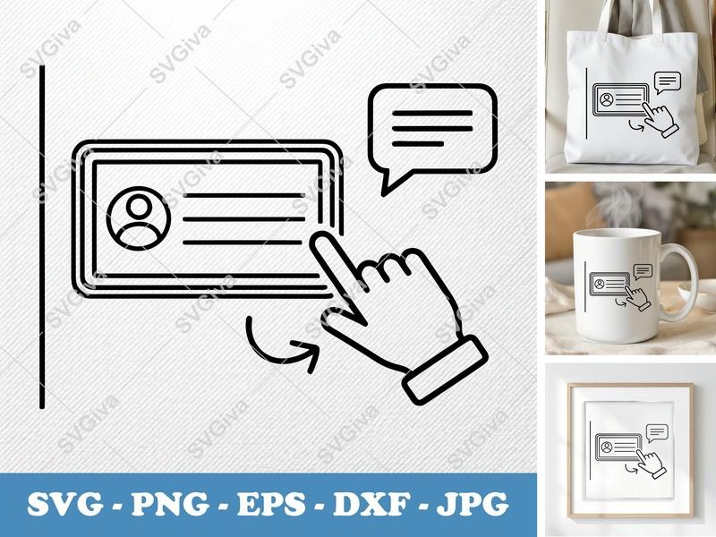 Nameplate SVG, Modern Clean Design, User Profile Icon, Interact Hand, Chat Bubble | PNG EPS DXF for Cricut & Silhouette