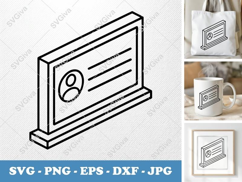 Nameplate SVG, Modern Clean Design with User Icon | PNG EPS DXF | Cricut Silhouette Cut File