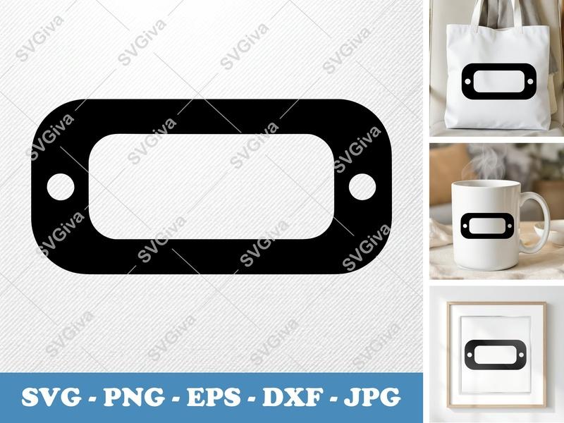 Nameplate SVG | Modern Rounded Rectangle Frame with Holes | PNG EPS DXF for Cricut Silhouette
