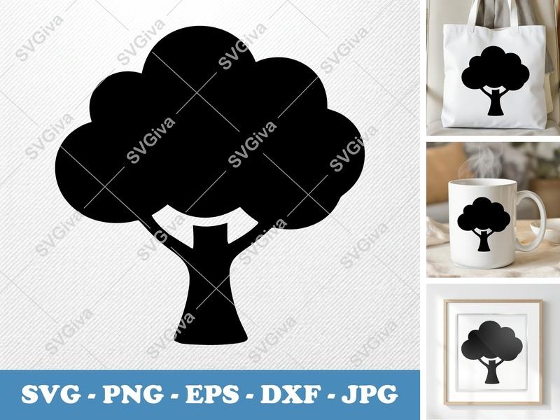 Oak Tree classic svg icon | Puffy Soft Rounded Shapes | SVG PNG EPS DXF | Cricut Silhouette Cut File
