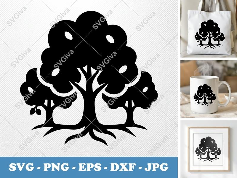 Oak Tree SVG | Modern Clean Design | Forest Grove PNG EPS DXF | For Cricut & Silhouette