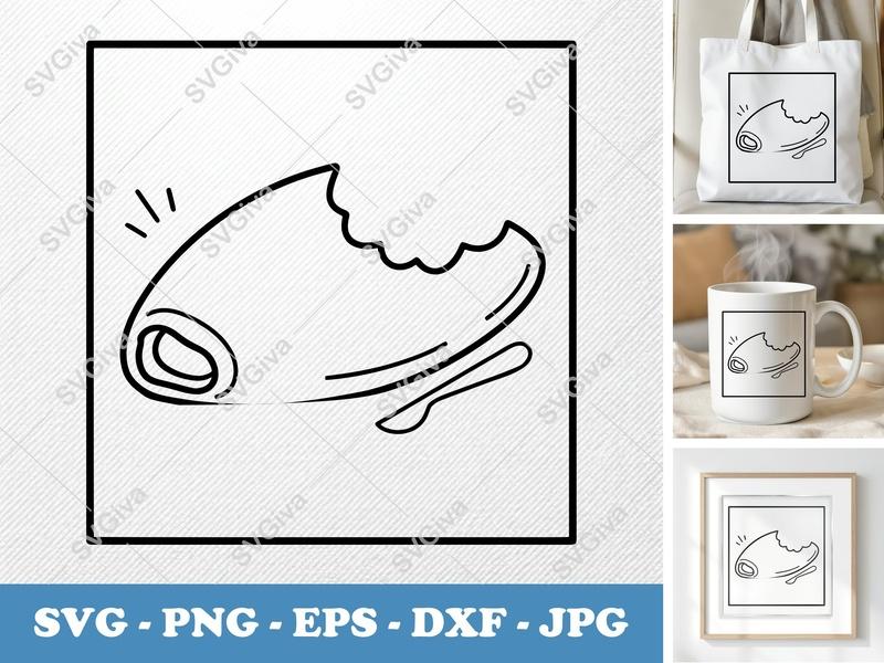 Omelette Partially Eaten SVG | Double-Outline Minimalist Cut File | Thick Contour Thin Lines | PNG DXF EPS for Cricut Silhouette