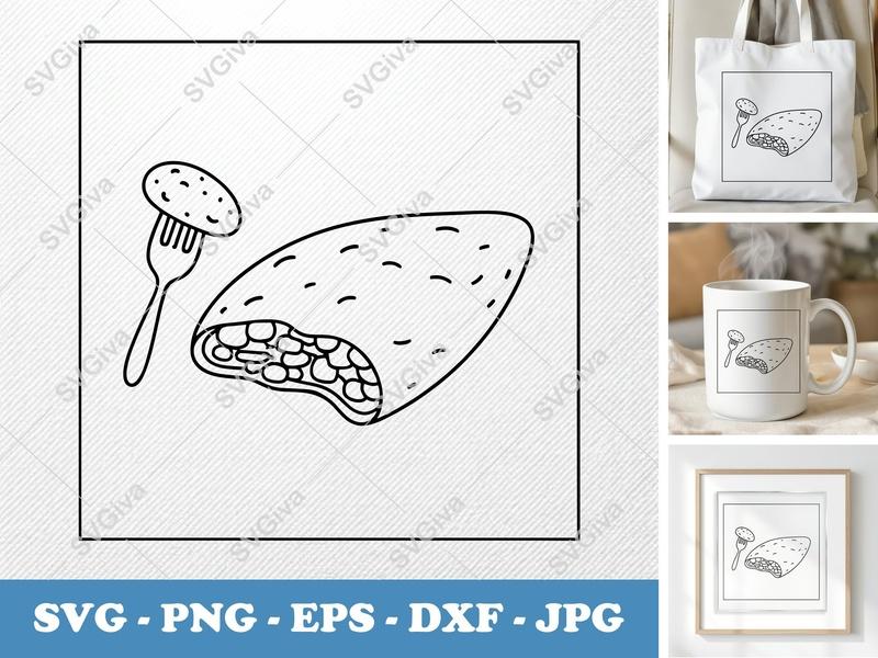 Omelette Partially Eaten SVG | Friendly Rounded Body Bean-Shaped Forms | PNG DXF EPS | Cricut Silhouette Kitchen Cut File