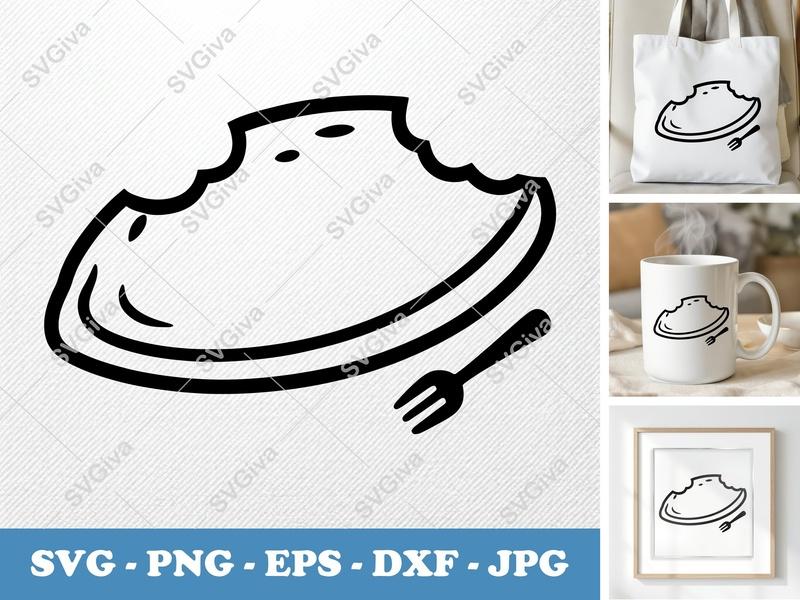 Omelette SVG | Bitten Omelet with Fork | Breakfast Food Clipart | PNG EPS DXF for Cricut & Silhouette