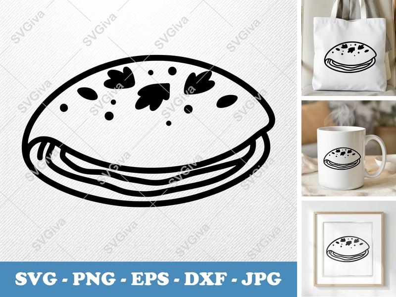 Omelette SVG | Breakfast Food Clip Art, Modern Kitchen Design, PNG EPS DXF for Cricut & Silhouette