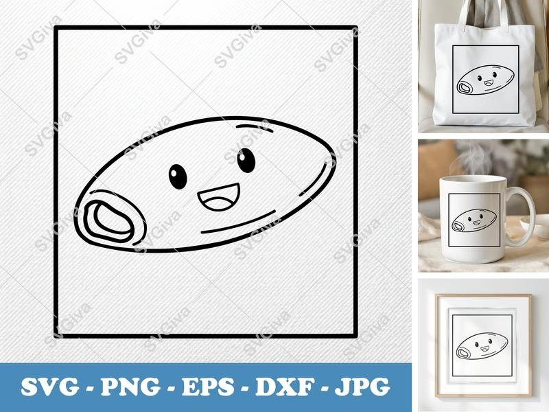 Omelette with smiling face SVG | Double-Outline Simple Design | PNG DXF EPS | Cricut Silhouette File