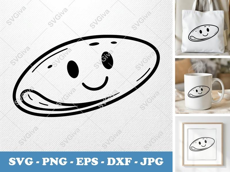 Omelette with Smiling Face SVG PNG DXF EPS Cut File Cricut Silhouette Kitchen Food