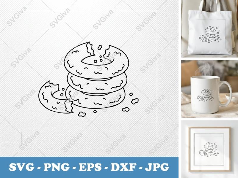 Onion Rings Partially Eaten SVG | Friendly Bean-Shaped Cut File | PNG DXF EPS | Cricut Silhouette Design