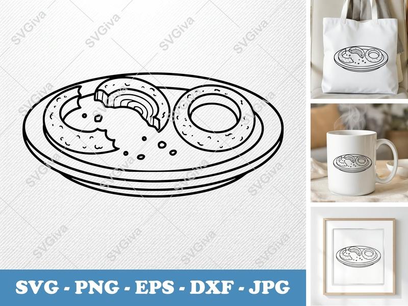 Onion Rings Partially Eaten SVG PNG DXF EPS | Food Cut File Cricut Silhouette