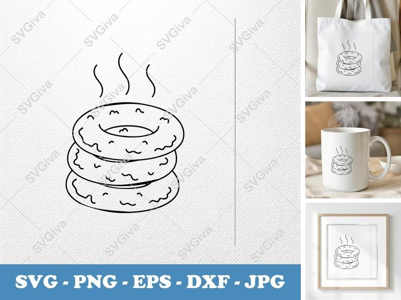 Onion Rings SVG | Friendly Bean-Shaped Design for Cricut, Silhouette | PNG, DXF, EPS Cut File