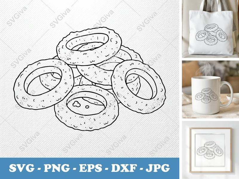 Onion Rings SVG | Friendly Rounded Bean-Shaped Forms | PNG DXF EPS | Cricut Silhouette Cut File