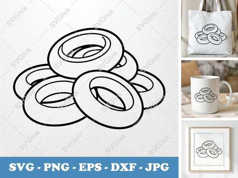 Onion Rings SVG | Modern Clean Design | Food Clipart Vector | PNG EPS DXF for Cricut Silhouette Cutting Files
