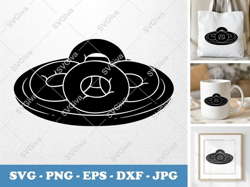 Onion Rings SVG | Modern Clean Food Graphic, Plate of Fried Snacks | PNG EPS DXF for Cricut & Silhouette