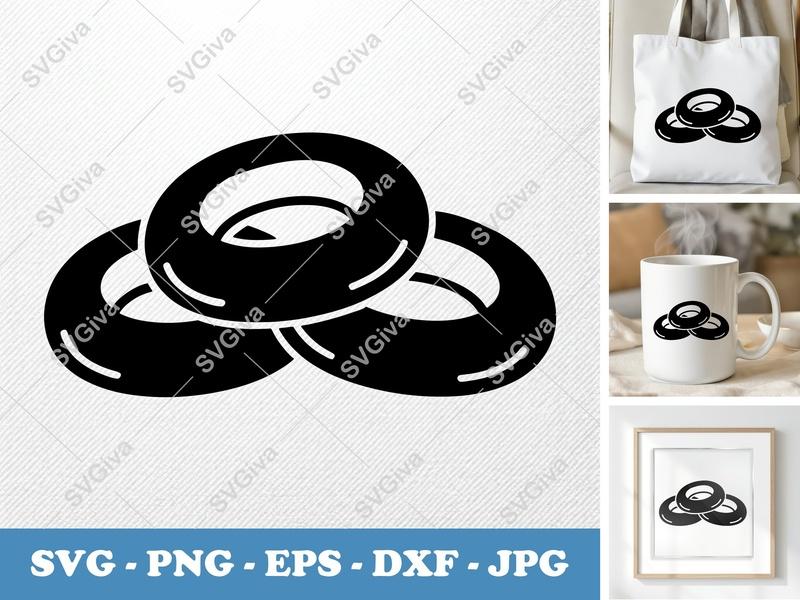 Onion Rings SVG | Modern Clean Food Icon | PNG EPS DXF for Cricut & Silhouette Cutting Machines | Fast Food Snack Clip Art