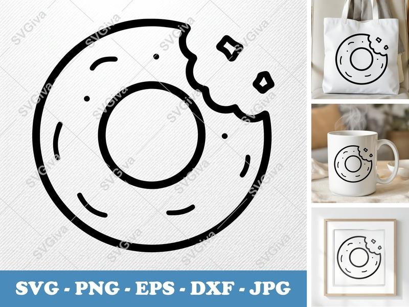 Onion Rings SVG | Modern Clean Outline Icon, Bitten Snack Clip Art | PNG EPS DXF for Cricut & Silhouette