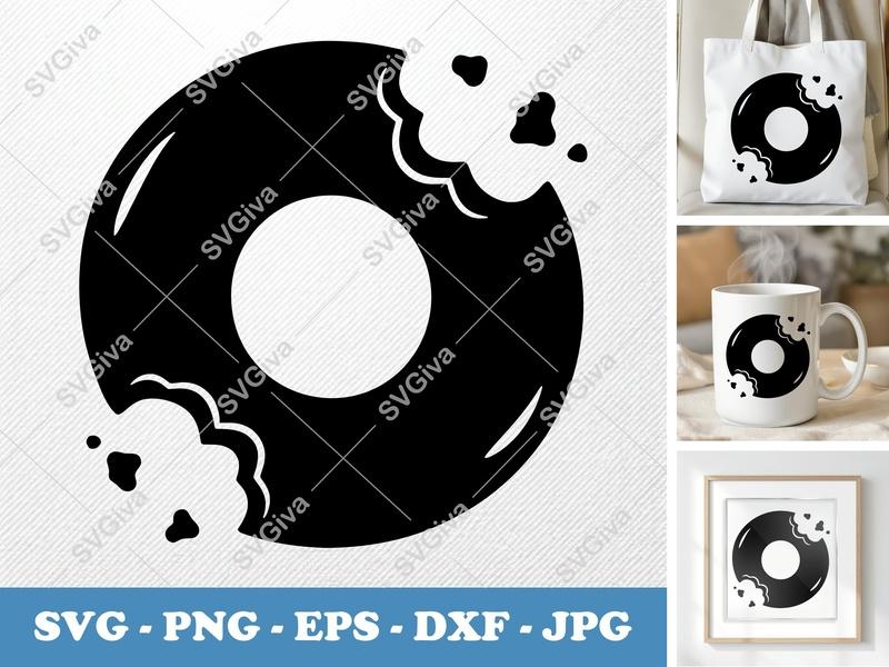 Onion Rings SVG Partially Eaten | Puffy Soft Shapes Cut File | PNG DXF EPS | Cricut Silhouette Kitchen