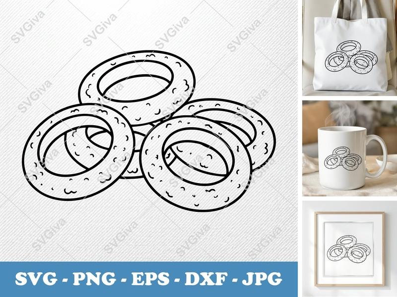 Onion Rings SVG PNG DXF EPS | Food Cut File Cricut Silhouette | Kitchen Decor Vector