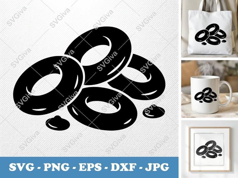 Onion Rings SVG | Puffy Soft Forms | Inflated Pillow-Soft Cut File | PNG DXF EPS for Cricut Silhouette