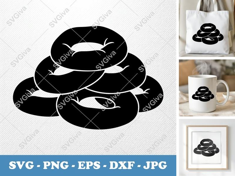 Onion Rings SVG, Stacked Fried Snack Vector, Food Clipart Cut File for Cricut & Silhouette | PNG EPS DXF