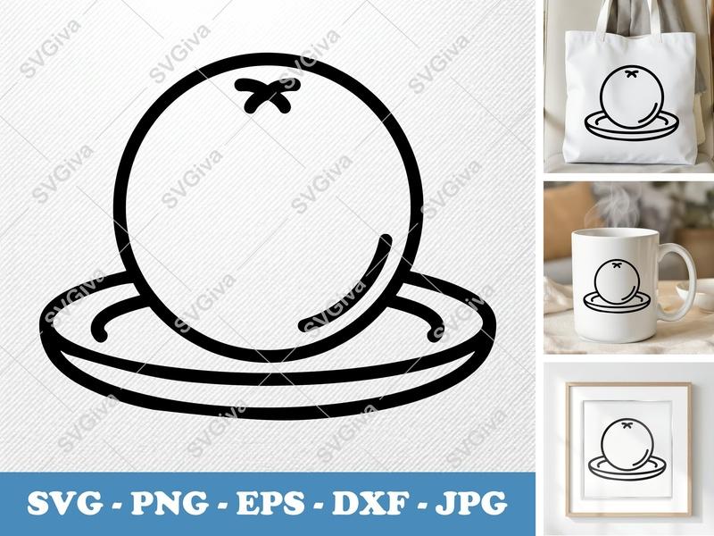 Orange on a Plate SVG | Minimalist Contour Design | PNG DXF EPS | Cricut Silhouette File