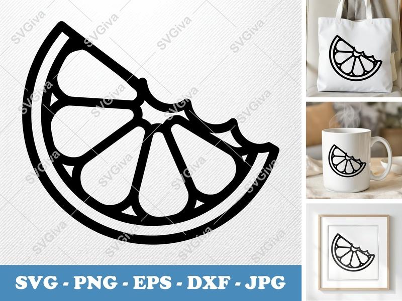 Orange Partially Eaten SVG | Bold Minimalist Vector | Clean White Fill Cut File | PNG DXF EPS | Cricut Silhouette