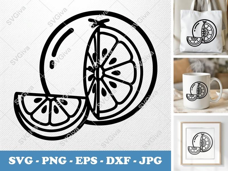 Orange Partially Eaten SVG | Friendly Rounded Body Cut File | PNG DXF EPS | Cricut Silhouette Design