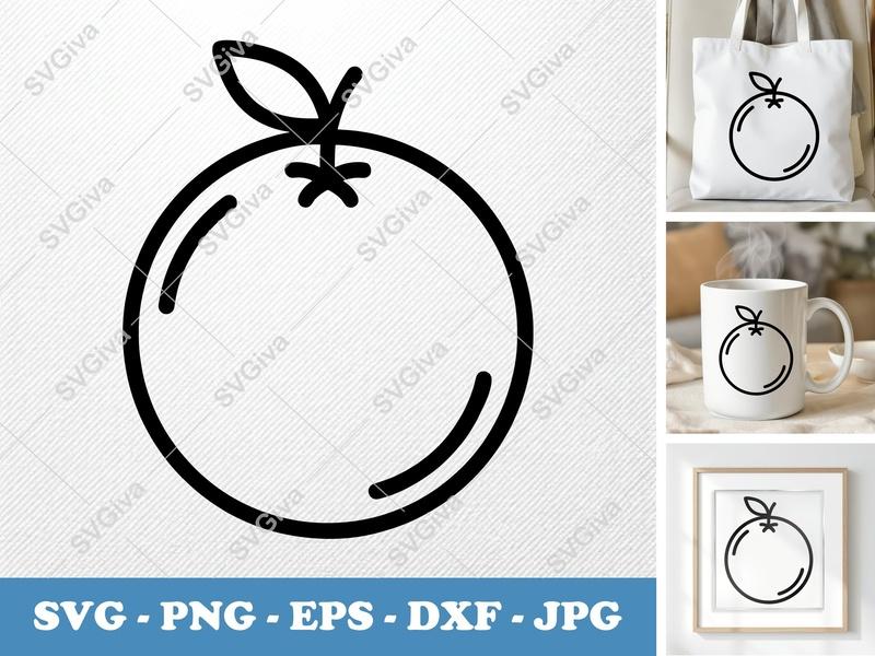 Orange SVG | Minimalist Citrus Outline DXF PNG EPS | Cricut Silhouette Cut File