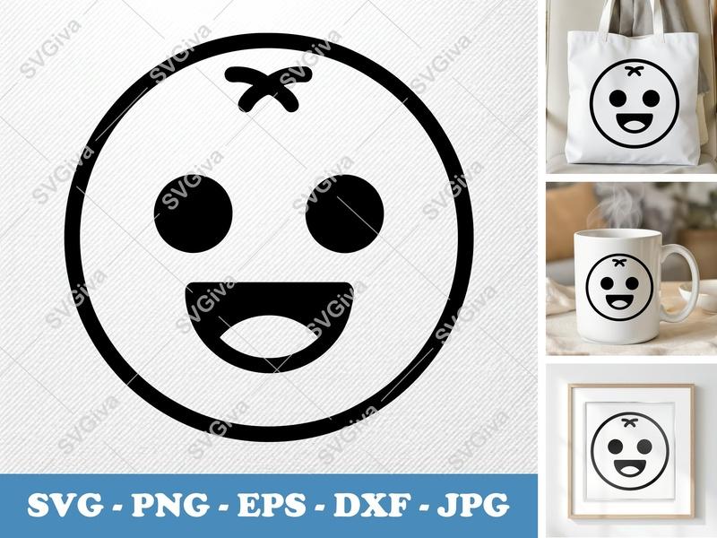 Orange with Smiling Face SVG | Minimalist Vector Cut File | PNG DXF EPS | Cricut Silhouette Design