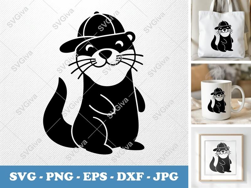 Otter in a Cap SVG, Pillow-Soft Shapes PNG DXF EPS | Cricut & Silhouette Cut File