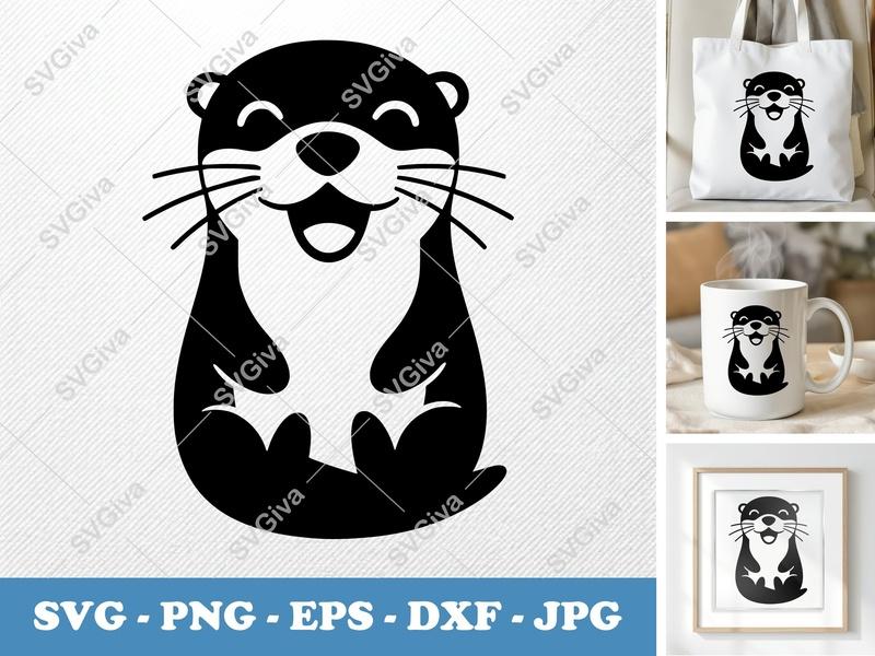 Otter Smiling Happily SVG PNG DXF EPS | Cricut Silhouette Cut File