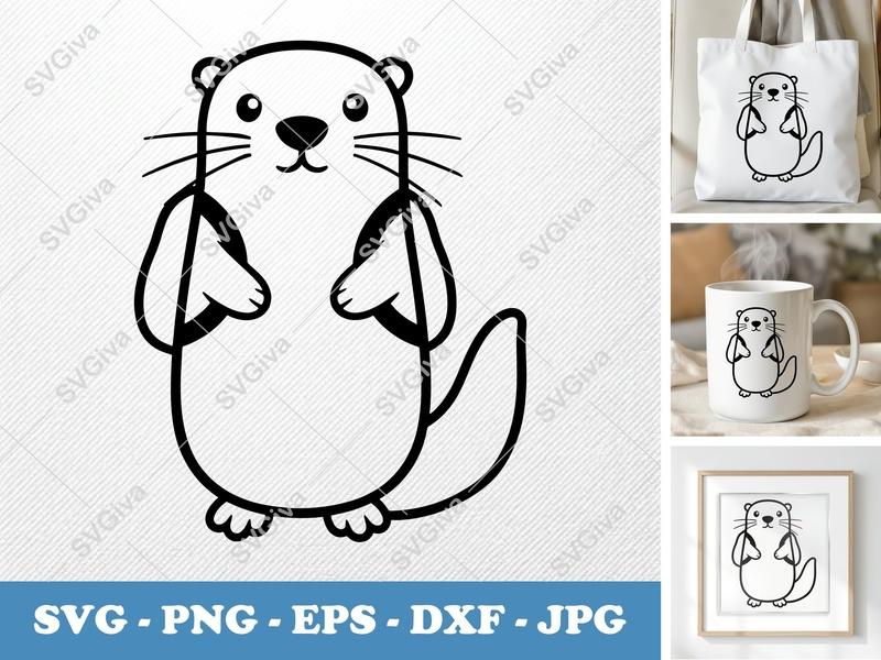 Otter SVG | Puffy Cartoon Style | Inflated Pillow-Soft Forms | PNG DXF EPS | Cricut Silhouette File